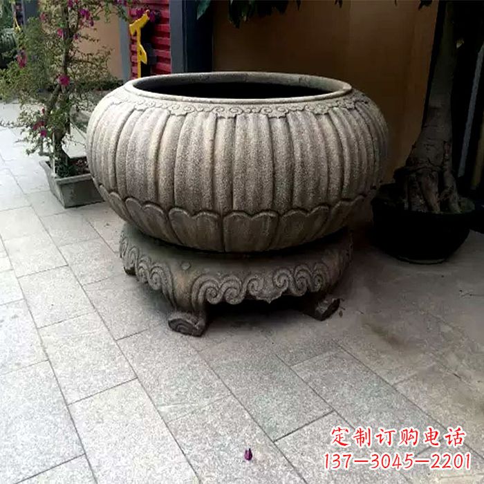 日照精美仿古石雕花盆雕塑