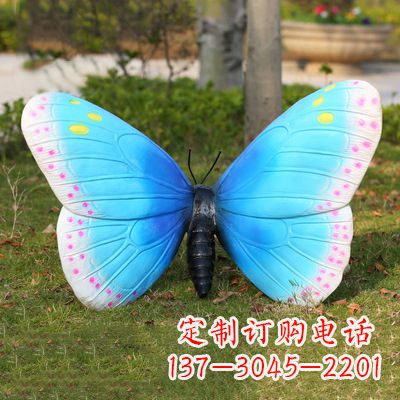 日照蓝白色款蝴蝶雕塑·35x65x42”