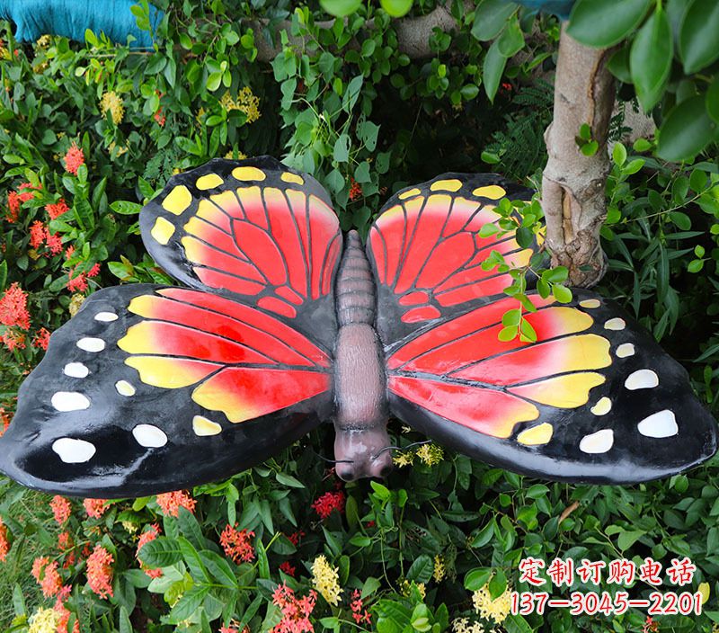 日照仿真蝴蝶摆草地动物雕塑摆件