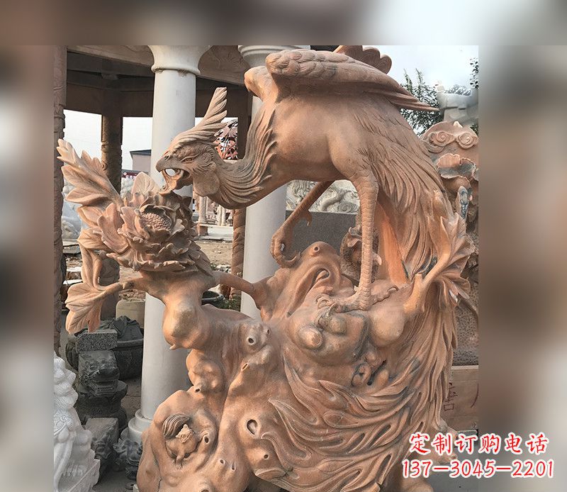 日照凤凰牡丹石雕
