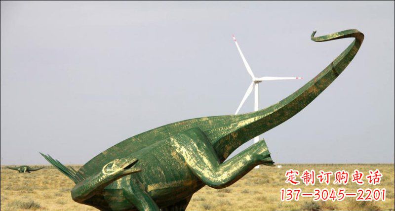 日照公园奔跑的恐龙动物铜雕