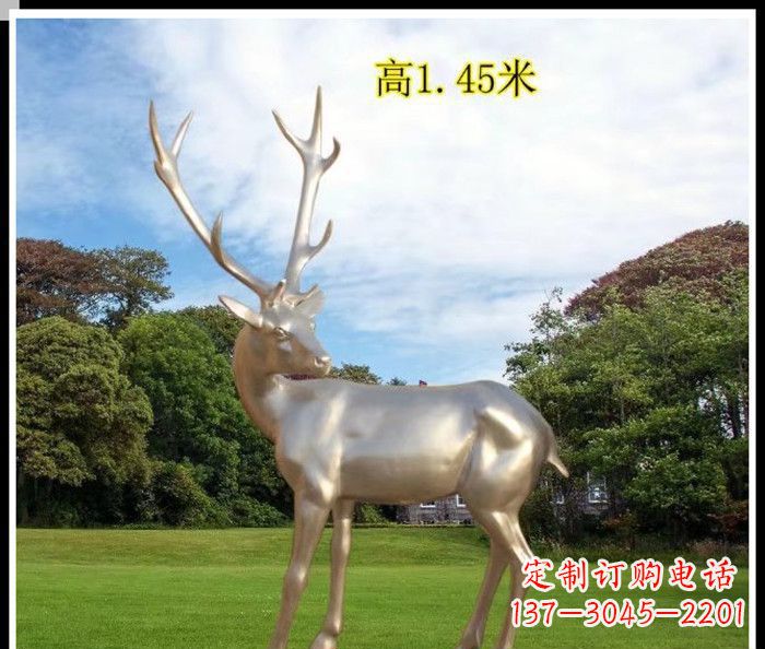 日照高端室外不锈钢巨型动物鹿雕塑
