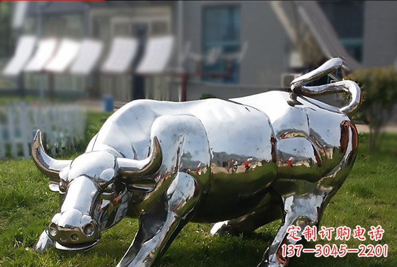 日照精致美观的高端不锈钢动物牛雕塑