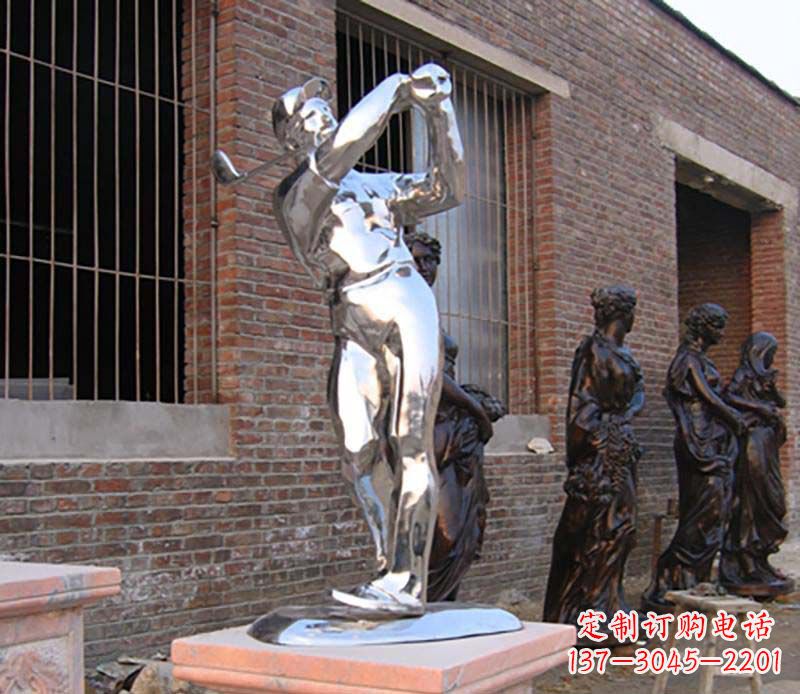 日照优雅运动——中领雕塑不锈钢高尔夫运动雕塑