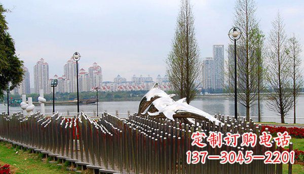 日照动物主题不锈钢海豚雕塑