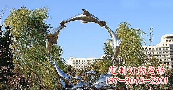 日照华丽精致的不锈钢海豚雕塑