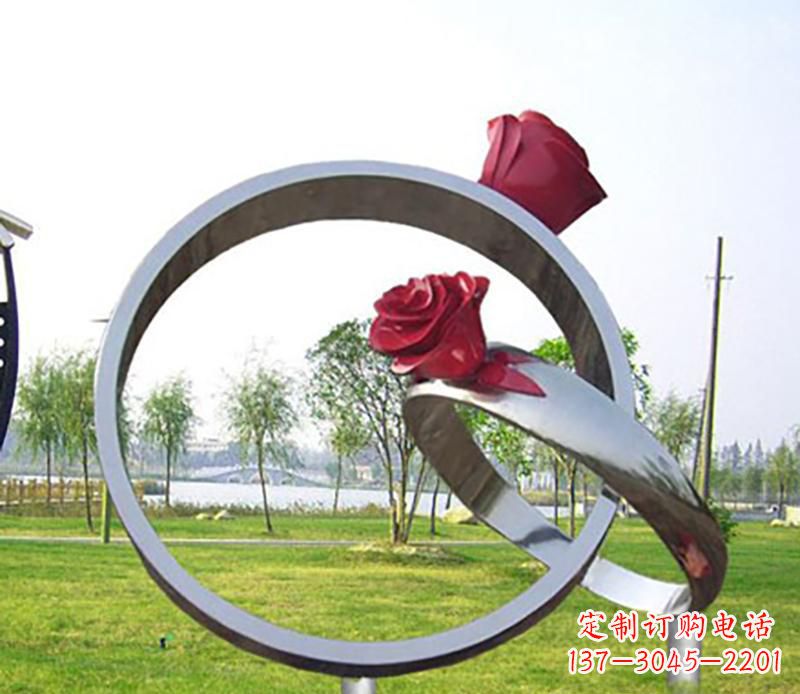 日照不锈钢景观婚戒雕塑