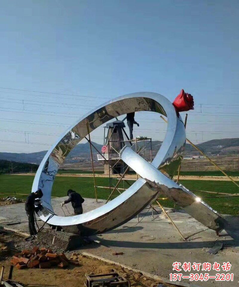 日照精美不锈钢玫瑰景观雕塑