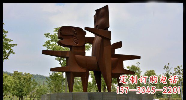 日照不锈钢人骑老虎雕塑