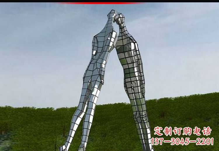 日照爱的无限，不锈钢情侣人物雕塑
