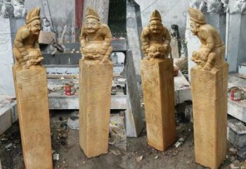 日照经典仿古拴马桩雕塑