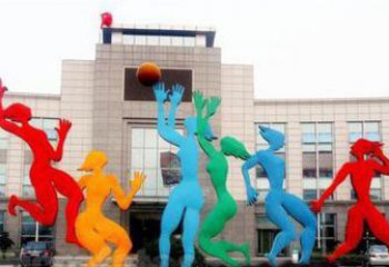 日照激情运动的写照不锈钢女孩打篮球雕塑
