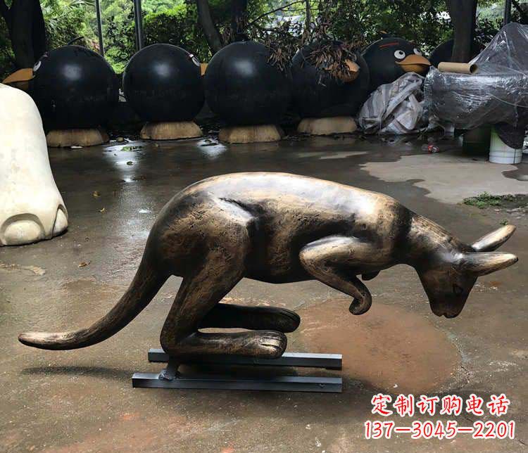 日照公园袋鼠动物铜雕
