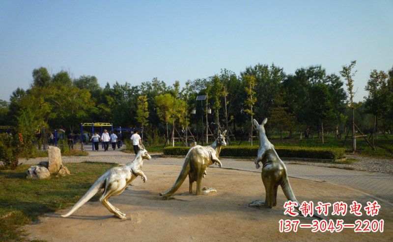 日照公园袋鼠动物铜雕 (3)