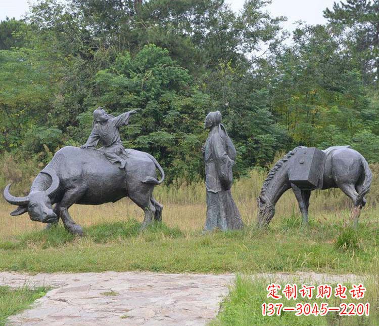 日照杜牧小品铜雕精致雕刻,传递出朴实之美