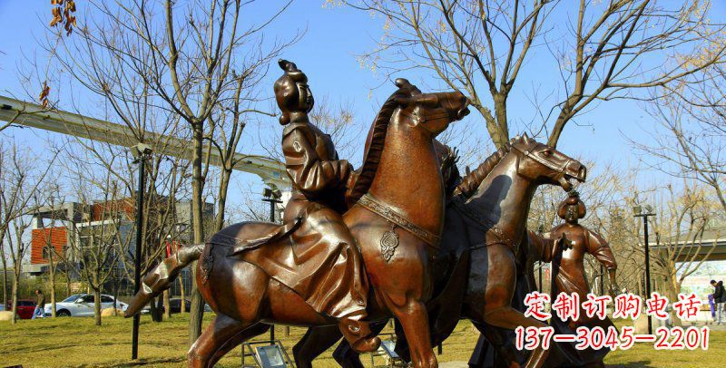 日照公园古代女人骑马景观铜雕