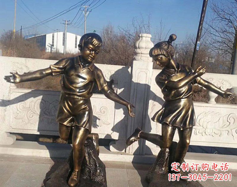 日照新颖花篮儿童铜雕
