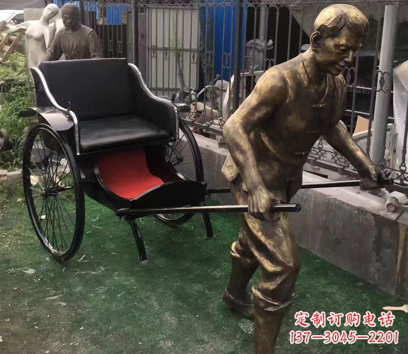 日照精美铜雕车夫人物雕塑