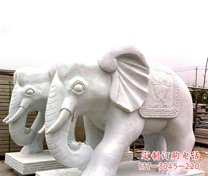 日照精致细腻的大象石雕景观雕塑