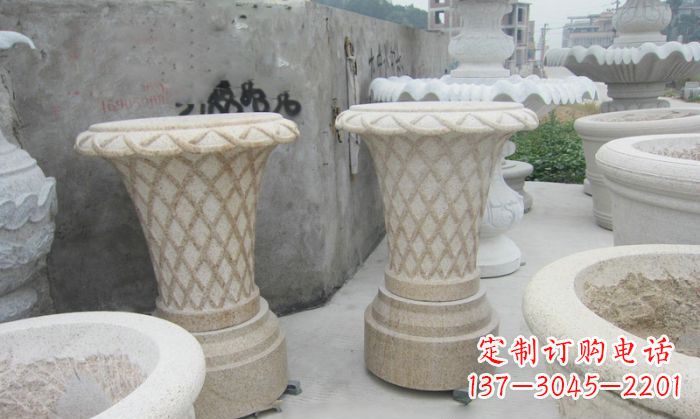 日照公园景观花篮式花盆石雕