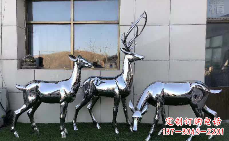 日照华丽风格镜面不锈钢动物鹿雕塑