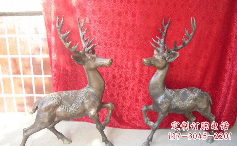日照公园梅花鹿动物铜雕 (6)