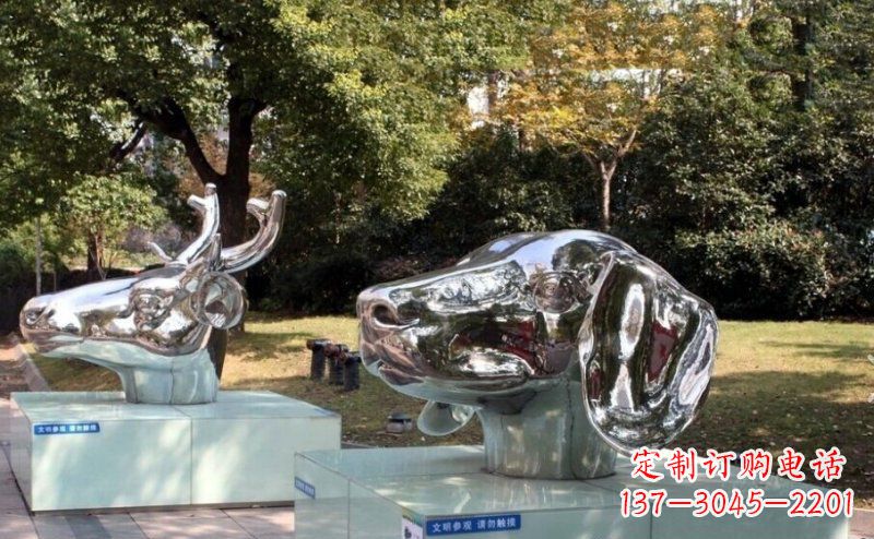 日照不锈钢十二生肖头像雕塑
