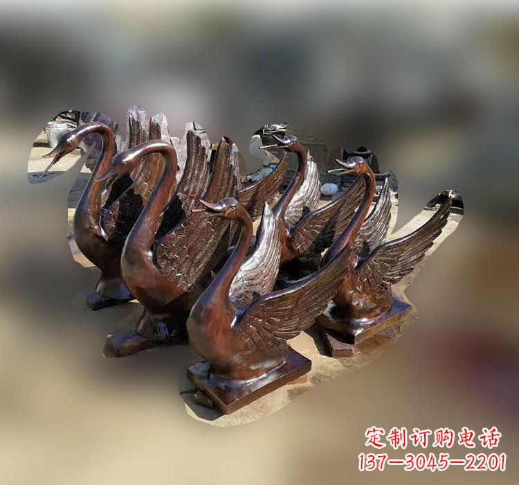 日照优雅美丽的铜雕天鹅塑料