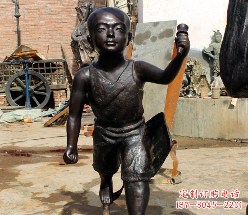 日照打造完美的小孩铜雕,让童趣活跃