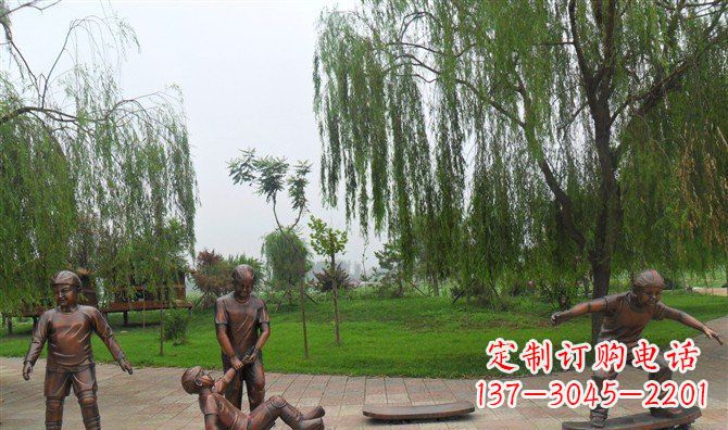 日照多彩童年,铜雕小孩游戏人物雕塑