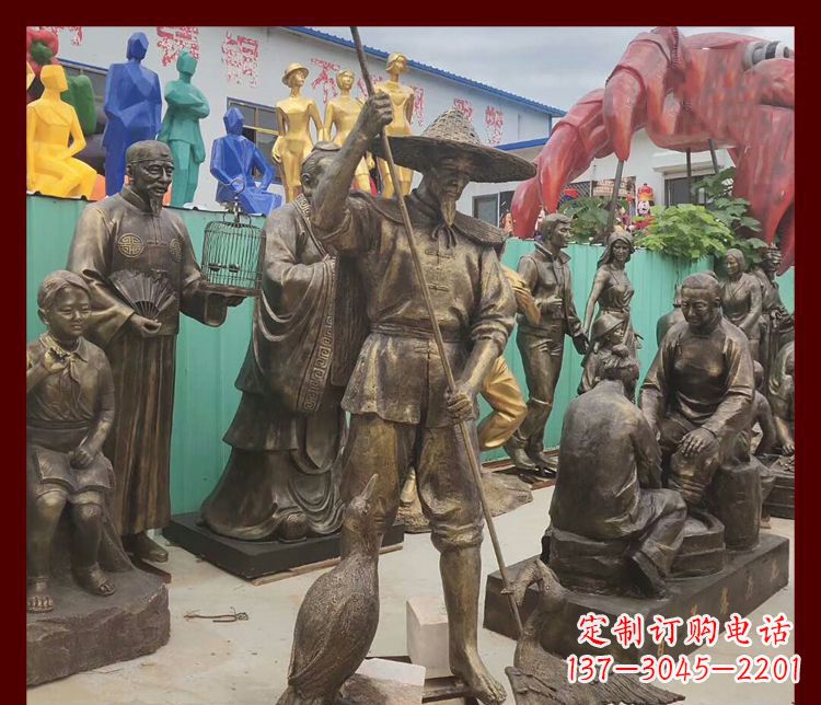 日照新中式鸬鹚铜雕塑