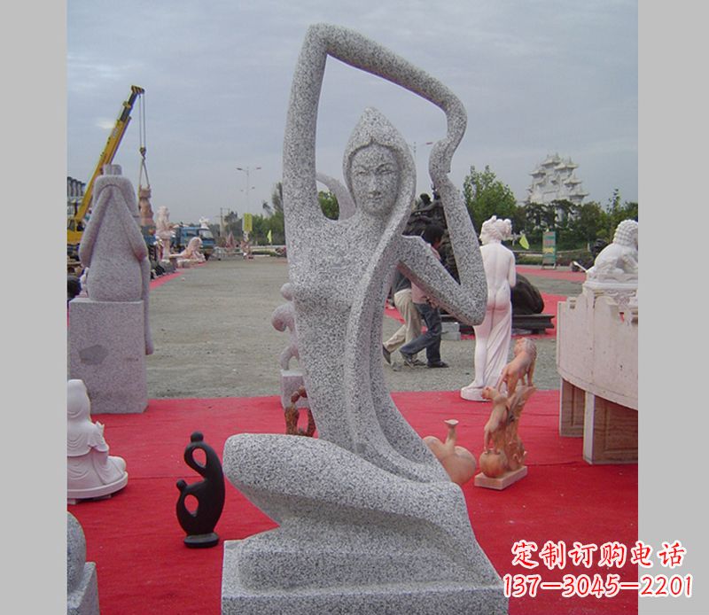 日照公园瑜伽美女石雕