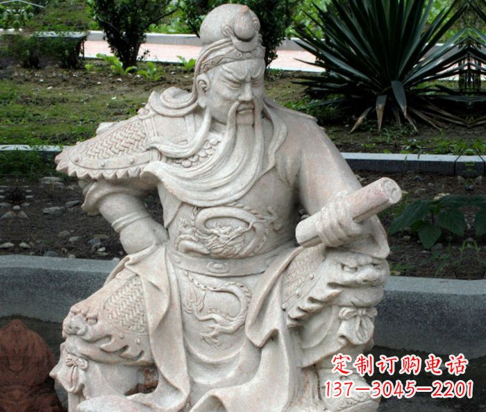 日照中领雕塑:经典古典关公石雕