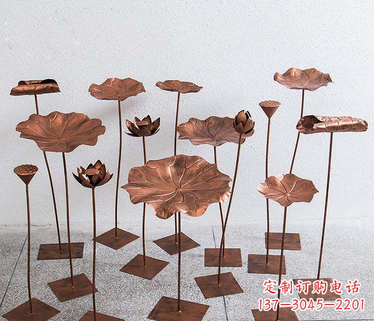 日照精美古铜色荷花不锈钢雕塑