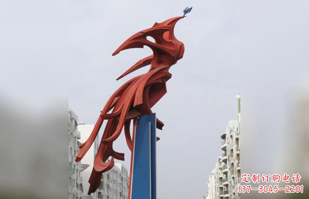 日照广场不锈钢凤凰抽象雕塑