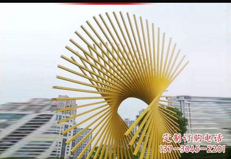 日照现代美学——不锈钢树枝扇形景观雕塑