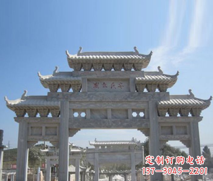 日照三门石雕牌坊精美雕塑