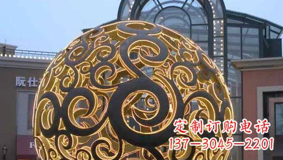 日照镂空球形喷泉雕塑无锈钢精美装点空间