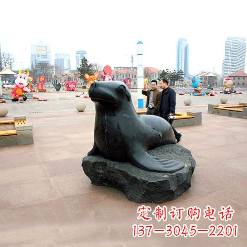 日照海豹石雕塑,精美纯手工制作