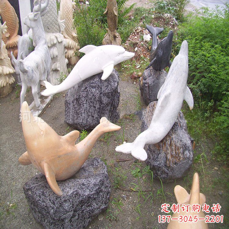 日照海豚石雕塑，纯手工定制精美艺术品