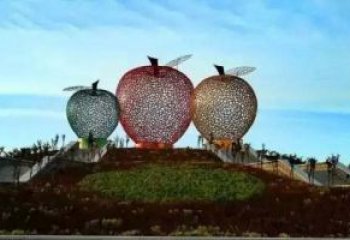 日照精美大气的不锈钢苹果雕塑