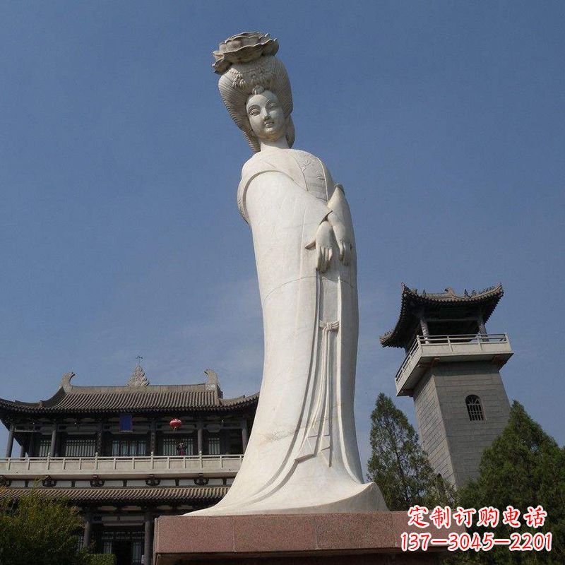 日照汉白玉贵妃石雕像-唐朝著名美女杨玉环景区人物雕塑