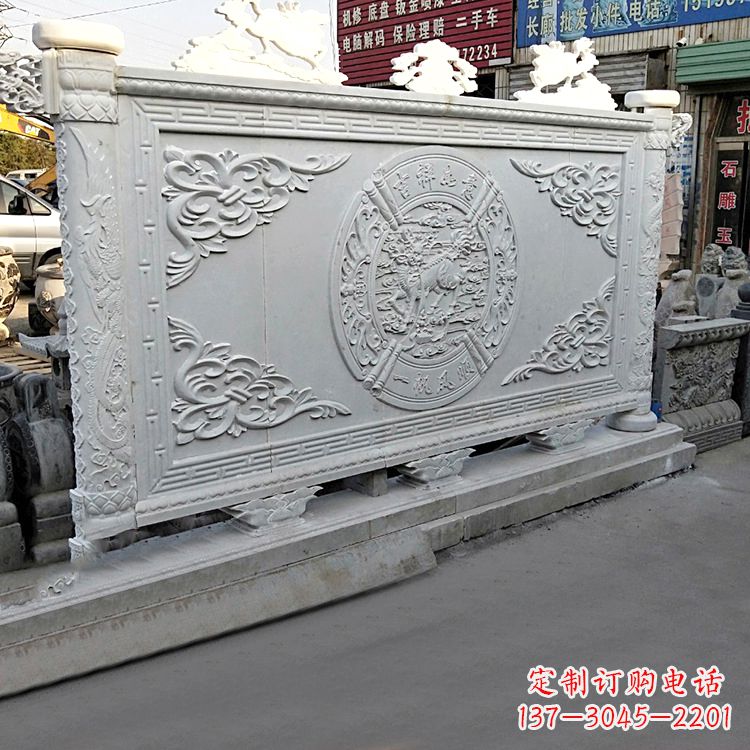 日照汉白玉麒麟石雕影壁墙-庭院别墅院落大门古建萧墙