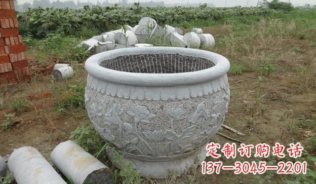 日照荷花花盆公园景观石雕，千般美妙一览无余