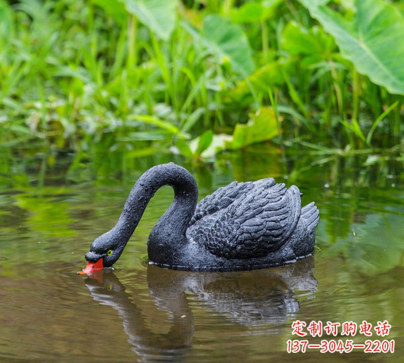 日照黑天鹅雕塑，水塘装饰摆件