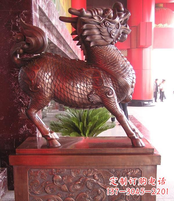 日照红铜麒麟神兽铜雕