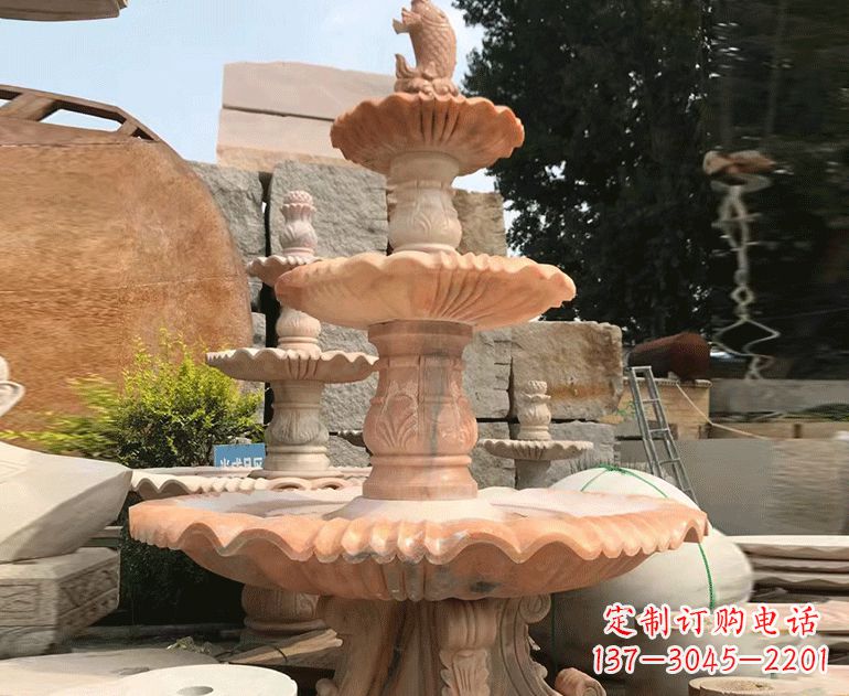日照黄锈石喷泉雕塑