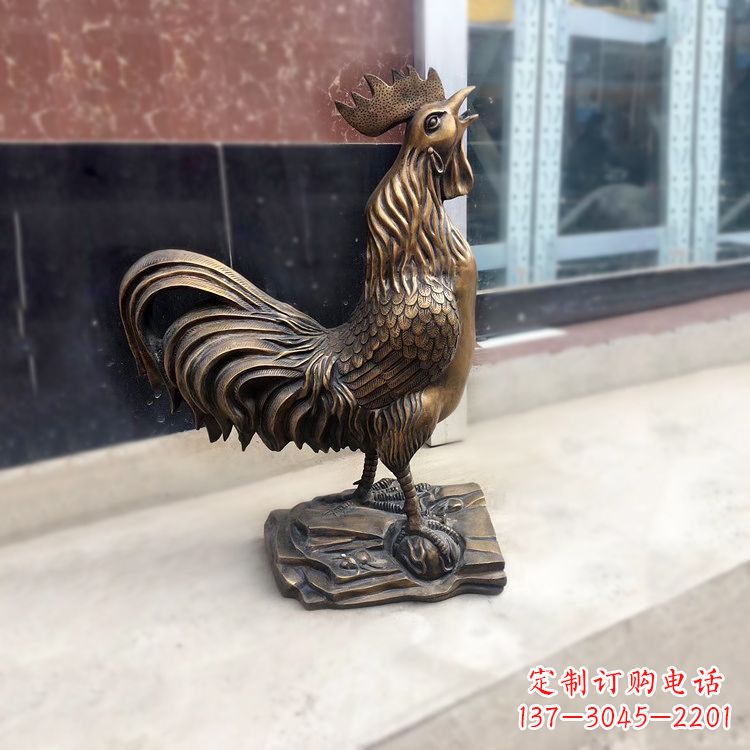 日照金鸡报晓生肖动物纯铸铜雕塑