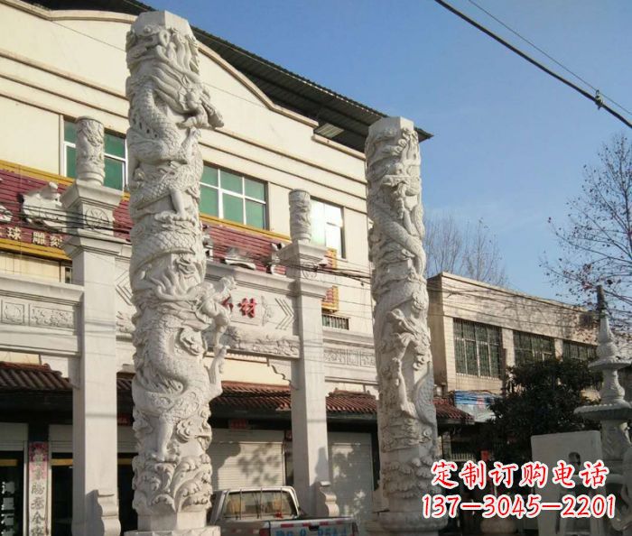 日照汇聚古灵神韵的大理石龙柱雕塑