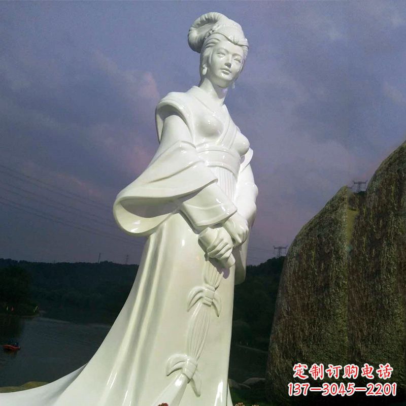 日照景区历史名人古代著名美女西施汉白玉石雕像